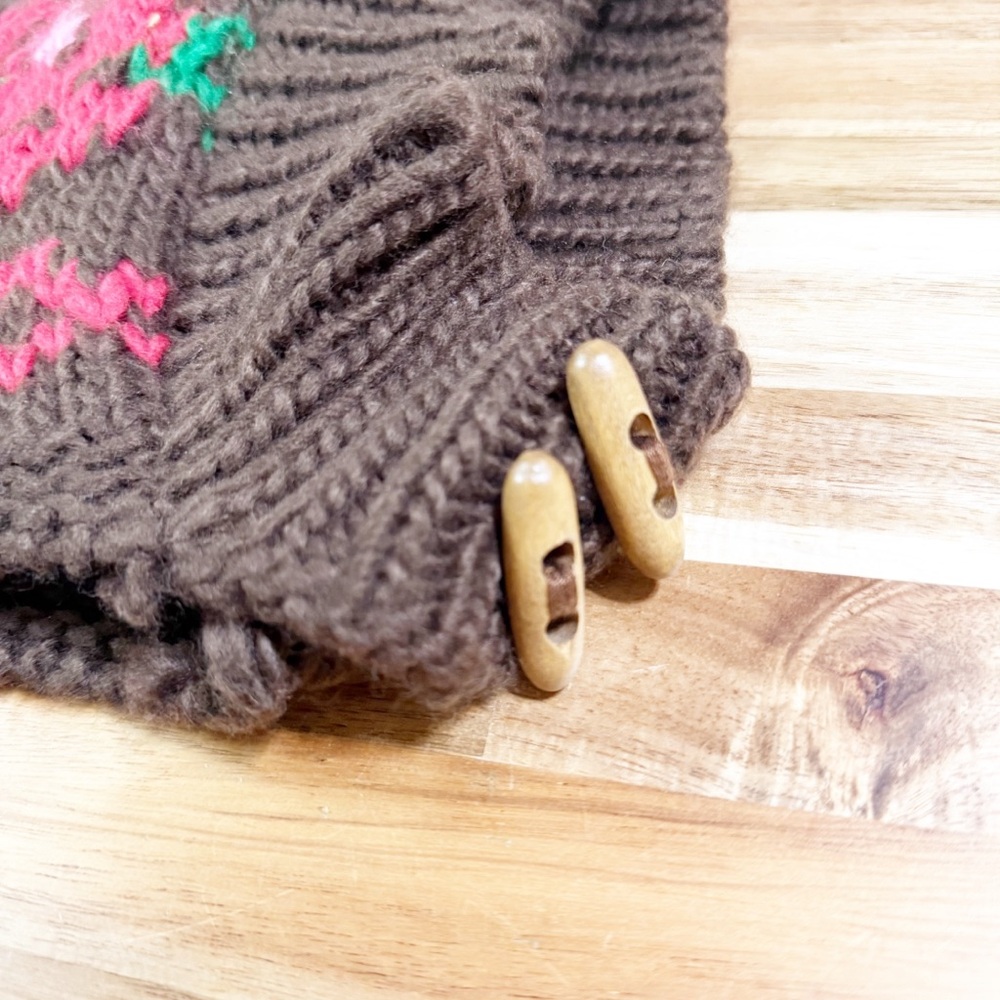 Free People Rose Frost Hood Floral Chunky Knit Balaclava Hood Hat w/ Buttons - Picture 6 of 7